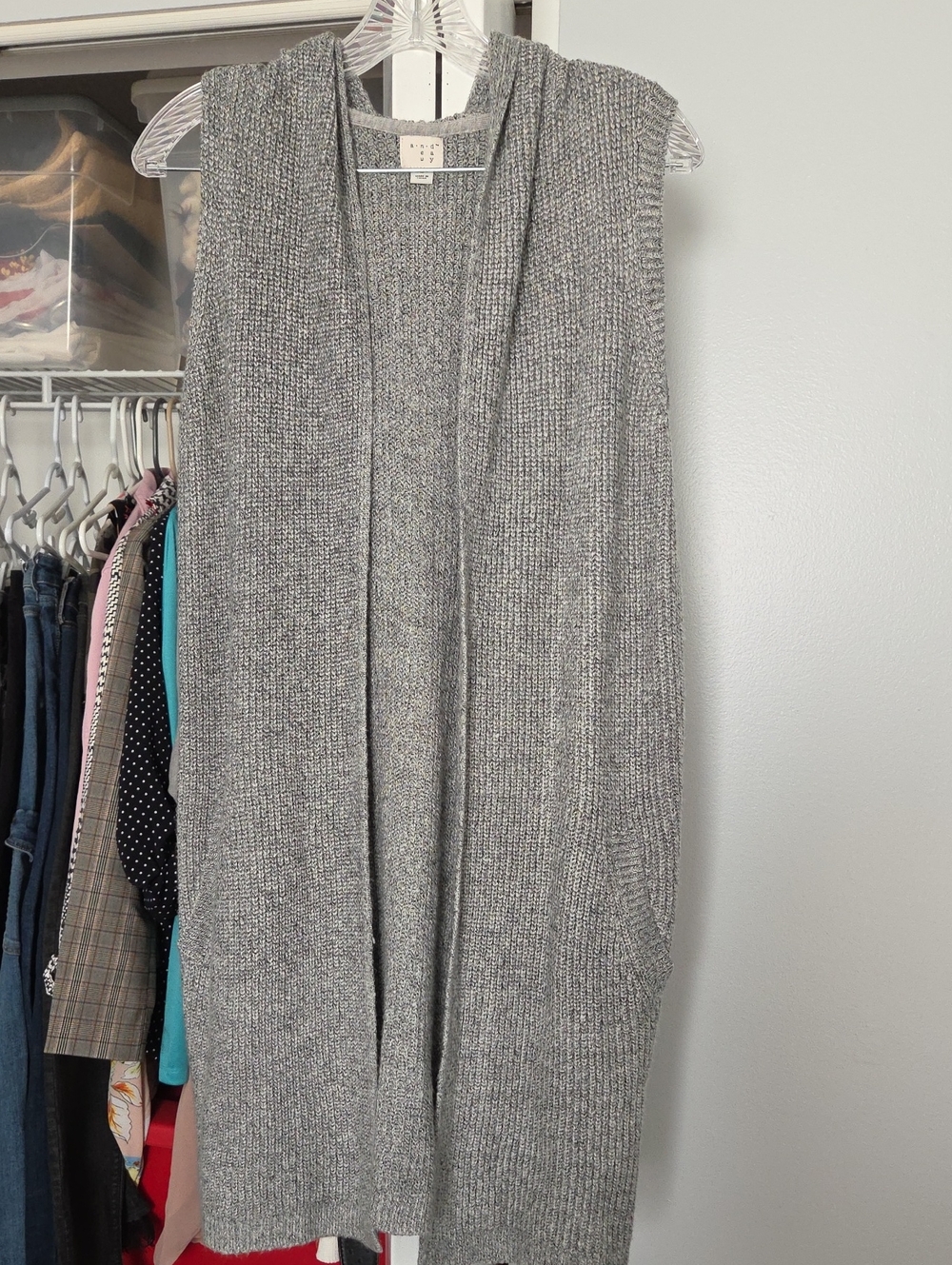 a new day Gray Open-Front Knit Sleeveless Cardigan